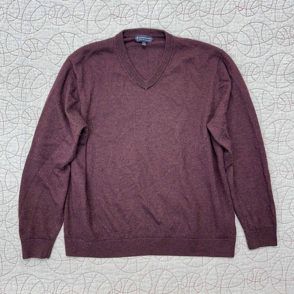 Hart Schaffner Marx Sweater Maroon Extra Fine Merino Wool V-Neck / Mens XL